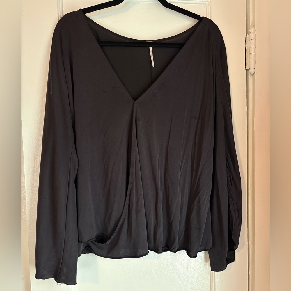 Free People Sheer Long Sleeve Top Flowy Size L